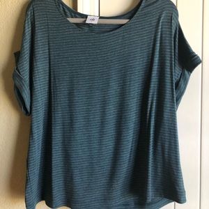 CAbi Groove Tee teal stripe size L never worn